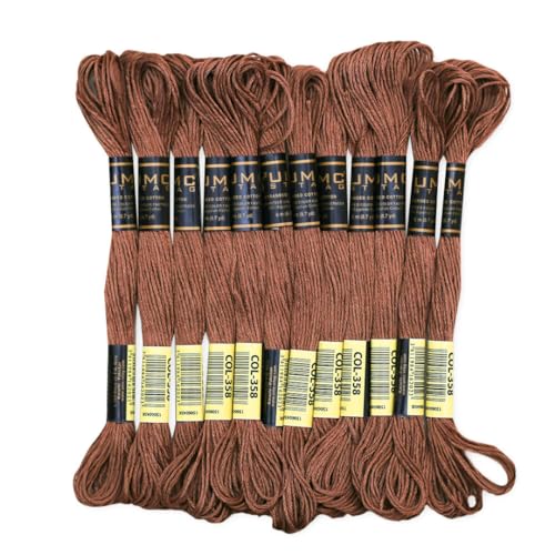UMC STAG Premium-Stickgarn, 100 % ägyptische Baumwolle, Kreuzstich-Stickgarn, Oeko Tex-zertifizierte Baumwolle, ideal für Kunst und Handwerk, Mittelbraun 358, 12 Stück UMC STAG Premium-Stickgarn, 100 % ägyptische Baumwolle, Kreuzstich-Stickgarn, Oeko Tex-zertifizierte Baumwolle, ideal für Kunst und Handwerk, Mittelbraun 358, 12 Stück von UMC STAG