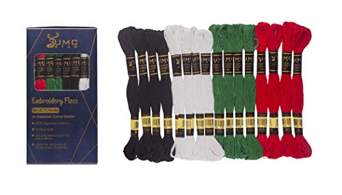 UMC STAG Stickgarn | 100% ägyptische Baumwolle | 24 Stück 4 essentielle Farben Premium Knäuel | Öko-TEX zertifizierte Kreuzstich-Baumwolle | 6 rot 6 schwarz 6 weiß & 6 grün Fäden UMC STAG Stickgarn | 100% ägyptische Baumwolle | 24 Stück 4 essentielle Farben Premium Knäuel | Öko-TEX zertifizierte Kreuzstich-Baumwolle | 6 rot 6 schwarz 6 weiß & 6 grün Fäden von UMC STAG