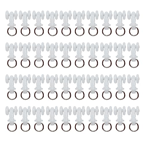 UMCHU 40 Stück Vorhangschienenrolle,Universalrad mit Zwei Rädern,Vorhanggleiter, geräuschlose Rolle, Richtungsrolle, für Vorhangschienen von UMCHU