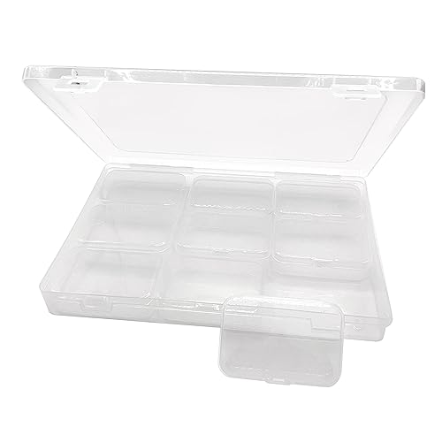 UMCHU 9 Stück kleine Aufbewahrungsbox mit Deckel und 1 große Kunststoffbox, leere Sortierbox transparent, für Perlen und andere kleine Bastelartikel (7,1 x 4,7 x 2 cm) von UMCHU
