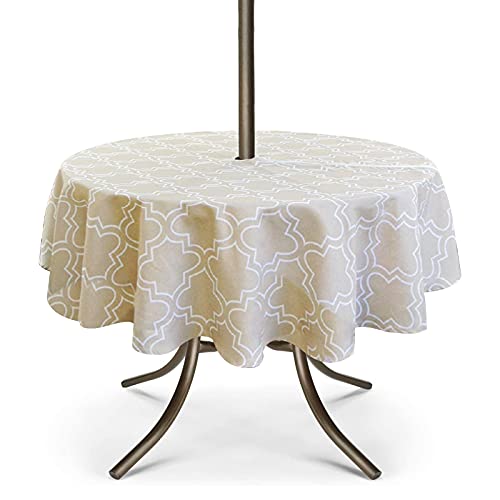 UMINEUX Runde Tischdecke, wasserdicht, für den Außenbereich, mit Schirmloch und Reißverschluss, 152 cm, Khaki / marokkanisch UMINEUX Runde Tischdecke, wasserdicht, für den Außenbereich, mit Schirmloch und Reißverschluss, 152 cm, Khaki / marokkanisch von UMINEUX
