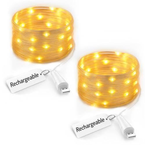 UMIWE Wiederaufladbare LED-Lichterkette – USB-betriebene batteriebetriebene Lichterkette, warmweiß, wasserdicht, Kupferdraht, Glühwürmchen-Lichter für Einmachgläser, Schlafzimmer, Hochzeit UMIWE Wiederaufladbare LED-Lichterkette – USB-betriebene batteriebetriebene Lichterkette, warmweiß, wasserdicht, Kupferdraht, Glühwürmchen-Lichter für Einmachgläser, Schlafzimmer, Hochzeit von UMIWE