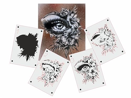 TS-004 Tattoo Style Schablone für Acryl, Airbrush, Spray, Lacke und Wandfarbe (A4) von UMR-Design