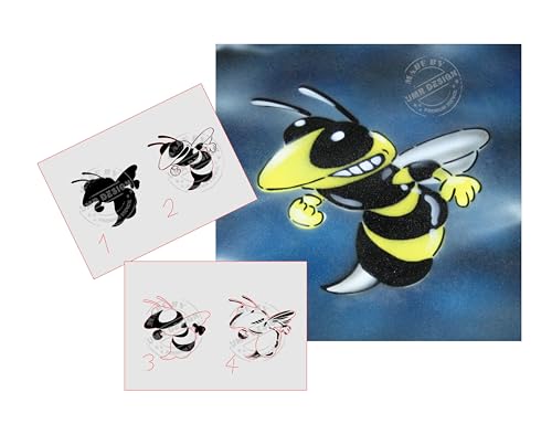 UMR-DESiGN AS-018 Biene Step by Step Schablone für Acryl, Airbrush, Spray, Lacke und Wandfarbe von UMR-Design