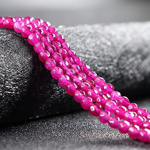 4 mm facettierter weißer Stein DIY-Zubehör, halbfertige Knöpfe, Achat-Rundschnur, lose Perlen-Tiefe Rose_4mm geschnittene Nudeln, ca. 90 Stück, ca. 11g von UNDERZY