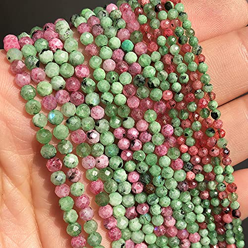 Gesicht des natürlichen turmalin runde steinperlen lose spacer perle für schmuck herstellung diy zubehör armband-Ruby Emeral_4mm (ca. 91 stücke) von UNDERZY