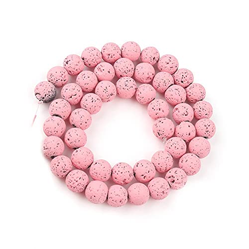 Multicolor vulkanische Lava Steinperlen Runde lose Perlen Naturkautschuk für Schmuckarmbänder 15 4 6 8 und 10mm-Rosa_6mm (ca. 61 stücke) von UNDERZY