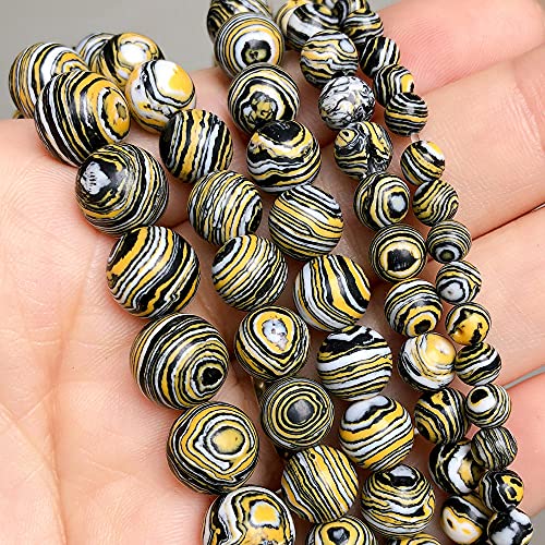 Naturstein Malachit Multicolor Peacock Für Schmuck Perlen Spacer Runde Perlen Armband DIY Zubehör-Gelb_4mm (ca. 91 stücke) von UNDERZY