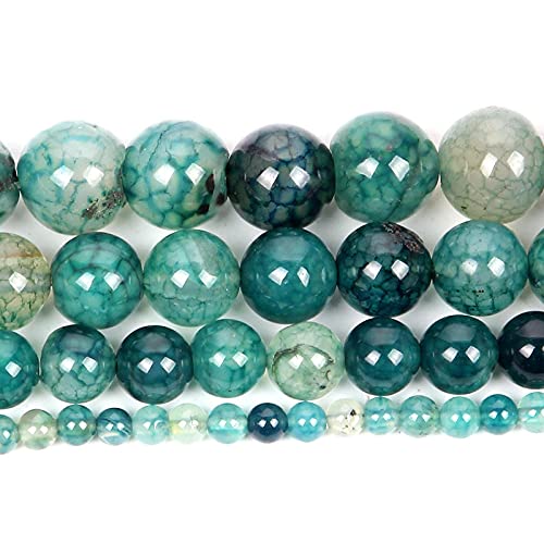 Naturstein-Perlen, Lapislazuli, Amethyst, rund, lose Achat-Perlen für Schmuckherstellung, handgefertigt, Armband, Zubehör, blaugrüner Achat, 6 mm, ca. 63 Stück von UNDERZY