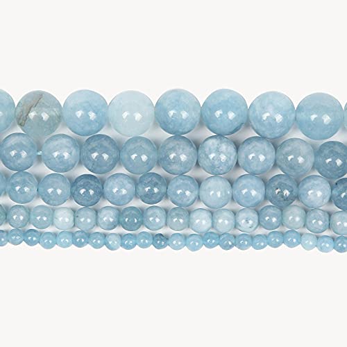 Naturstein-Perlen, Lapislazuli, Amethyst, rund, lose Achat-Perlen für Schmuckherstellung, handgemachtes Armband, Zubehör, Aquamarin, 10 mm, ca. 38 Stück von UNDERZY