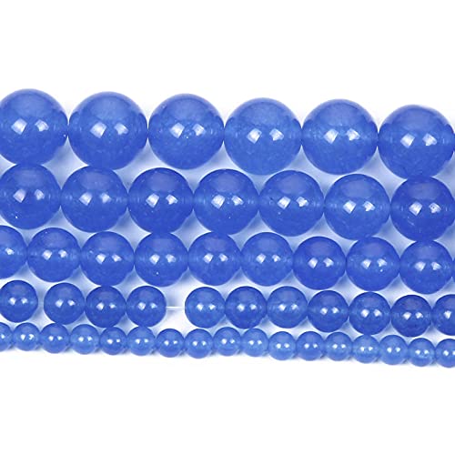 Naturstein-Perlen, Lapislazuli, Amethyst, rund, lose Achat-Perlen für Schmuckherstellung, handgemachtes Armband, Zubehör, L, blauer Chalcedon, 8 mm, ca. 48 Stück von UNDERZY