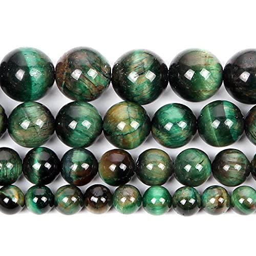 Naturstein-Perlen, Lapislazuli, Amethyst, rund, lose Achat-Perlen für Schmuckherstellung, handgemachtes Armband, Zubehör, grüner Tiger, 8 mm, ca. 48 Stück von UNDERZY