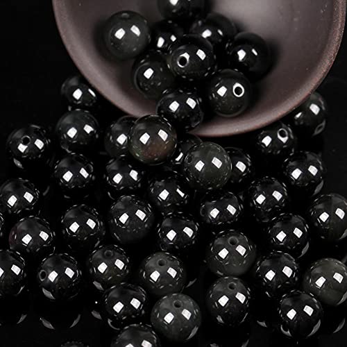 Türkis und Türkis Naturstein Rundrunde Tiger Eye Lose Perlen Für Herstellung Schmuck DIY-Obsidian_6mm 50pcs. von Tokiso