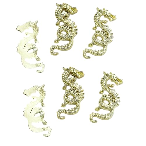 6 Stück Schlangen-Drachenförmige Nagel-Metalldekorationen mit Strasssteinen für DIY-Maniküre, Glitzer-Dekorationen von UNFAIRZQ