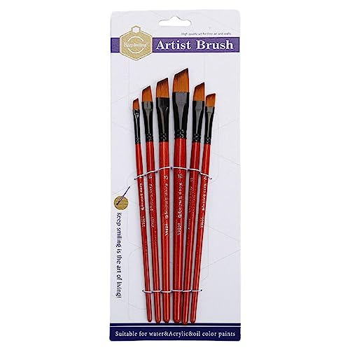 UNFAIRZQ 6 x Acryl-Pinsel-Set, abgewinkelte Nylonhaarbürsten für Mehrzweck-, Öl-, Aquarellmalerei, Künstler, professionelle Kits eckige Pinsel, professionelle Acryl-Pinsel, Set von 6 Anti-Haaren von UNFAIRZQ