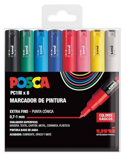 UNI Posca Set PC 1M Basic – Packung mit 8 Filzstiften von UNI Posca