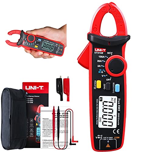 UNI-T UT210E Mini Digital Clamp Meter 100A AC DC Strom Spannung True RMS Zange Amperemeter Widerstand, Kapazität, Diodentester Multimeter mit Krokodilklemme von UNI-T