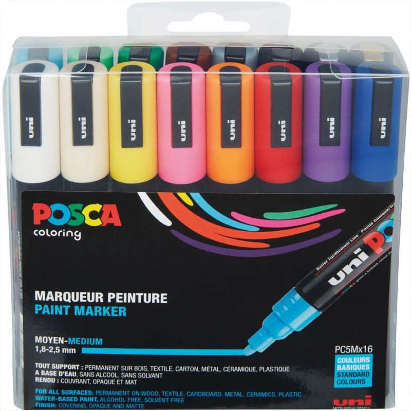 POSCA-Marker PC-5M 1,8-2,5mm 16 Stück von UNI