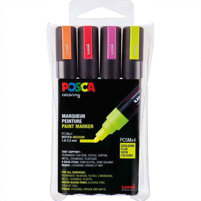 POSCA-Marker PC-5M Neon 1,8-2,5mm 4 Stück von UNI