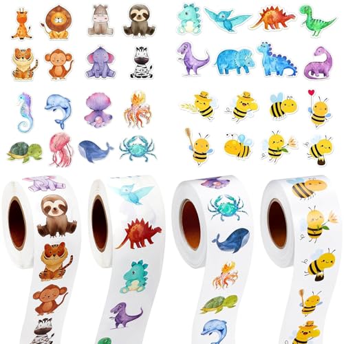 UNIANE 2000 Stück Sticker Tiere,Animal Sticker Kinder Rolle Cartoon Tiere,Motivationsaufkleber,Aufkleber Kinder,Tieraufkleber Runde,Tiermuster Stickers für Mädchen,Junge,Geschenke für Kind(4 Rolle) UNIANE 2000 Stück Sticker Tiere,Animal Sticker Kinder Rolle Cartoon Tiere,Motivationsaufkleber,Aufkleber Kinder,Tieraufkleber Runde,Tiermuster Stickers für Mädchen,Junge,Geschenke für Kind(4 Rolle) von UNIANE