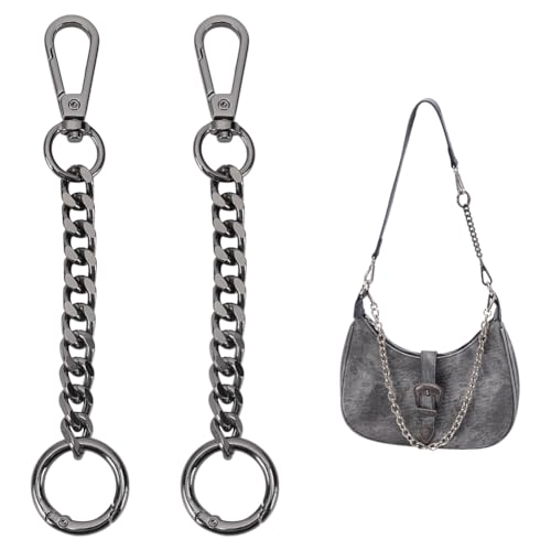 UNICRAFTABLE 2 Stück Eisen-Panzerketten-Verlängerung mit Drehverschlüssen aus Legierung, schwarz, Geldbörsenkette, Ersatz für Handtaschengurt, Tasche, Ersatzzubehör UNICRAFTABLE 2 Stück Eisen-Panzerketten-Verlängerung mit Drehverschlüssen aus Legierung, schwarz, Geldbörsenkette, Ersatz für Handtaschengurt, Tasche, Ersatzzubehör von UNICRAFTALE