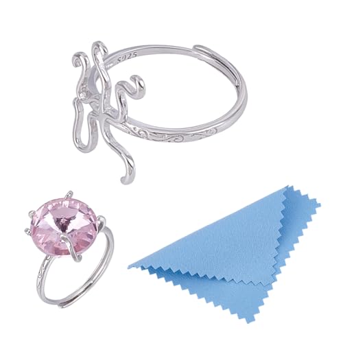 UNICRAFTALE 1 Stück 925 Sterlingsilber Leere Ringe Gedrehten Fingerring Verstellbare Rohlinge Edelsteine Krallenring Basisrohlinge Montagefassung Strass Fingerring Komponenten Für Die Herstellung von UNICRAFTALE