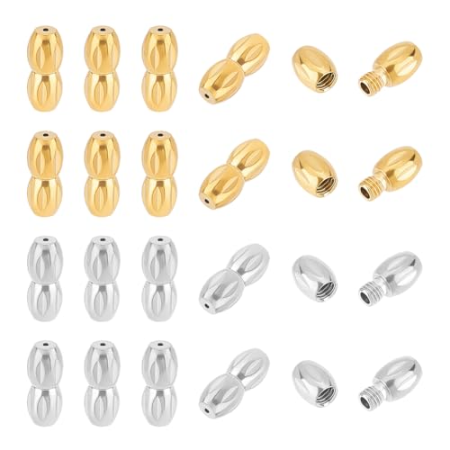 UNICRAFTALE 10 Sets 2 Farben 304 Edelstahl Schraubverschlüsse Ovale Halsketten Verschluss Metall Fass Kordel Endkappen DIY Schmuck Verschlüsse Für Armbänder Halsketten Schmuckherstellung 12 mm Lang UNICRAFTALE 10 Sets 2 Farben 304 Edelstahl Schraubverschlüsse Ovale Halsketten Verschluss Metall Fass Kordel Endkappen DIY Schmuck Verschlüsse Für Armbänder Halsketten Schmuckherstellung 12 mm Lang von UNICRAFTALE