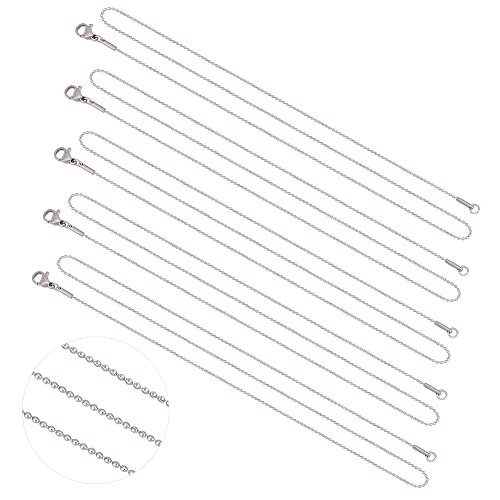 UNICRAFTALE 10 Strang 1mm Edelstahl Kugelketten-Halsketten mit Karabinerverschlüssen für Männer Frauen Schmuck 20,4" (52cm) von UNICRAFTALE