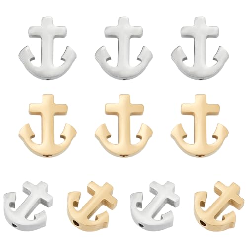 UNICRAFTALE 10 Stück 2 Farben Anker Perlen 1.8 mm Kleine Loch Perlen 304 Edelstahl Anker Perlen Metall Abstandsperlen Personalisierte Anker Armband Perlen Für DIY Halsketten Schmuckherstellung von UNICRAFTALE
