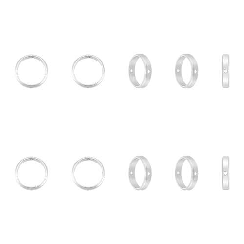 UNICRAFTALE 10 Stück Edelstahl Perlenrahmen Doppellochrahmen Abstandsperlen 14 mm Metallperlen Runde Rahmen Verbindungsring Zum Perlenmachen Für Ohrringe Armbänder Halsketten von UNICRAFTALE