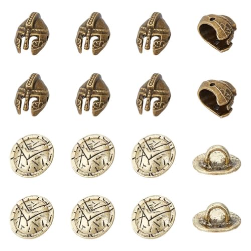 UNICRAFTALE 10 Stück Helm Fallschirmperlen Schlüsselanhänger Perlen Mit 10 Stück Halbrunden Schaftknöpfen Mit Schildmuster EDC Schnur Vintage Perlen Aus Europa Zum Flechten von Schmuckherstellung UNICRAFTALE 10 Stück Helm Fallschirmperlen Schlüsselanhänger Perlen Mit 10 Stück Halbrunden Schaftknöpfen Mit Schildmuster EDC Schnur Vintage Perlen Aus Europa Zum Flechten von Schmuckherstellung von UNICRAFTALE