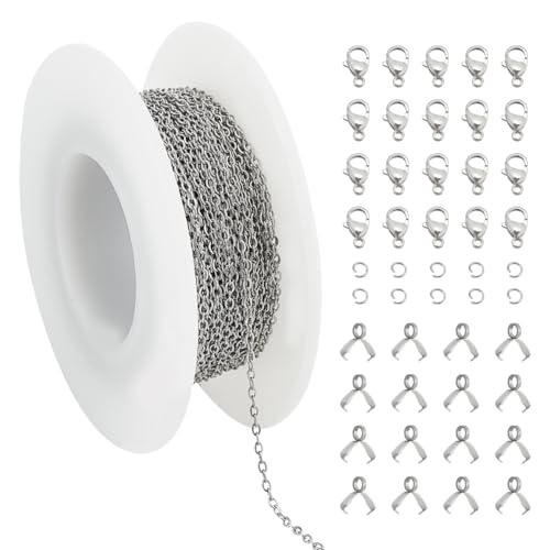 UNICRAFTALE 10 m Edelstahl Kabel Kette Link Kette Halskette für Schmuck Zubehör Mit 20 Stück Offene Biegeringe Panzerketten Verdrillte Ketten Kreuzkabelketten Spulenkette Kette Verbindungsketten UNICRAFTALE 10 m Edelstahl Kabel Kette Link Kette Halskette für Schmuck Zubehör Mit 20 Stück Offene Biegeringe Panzerketten Verdrillte Ketten Kreuzkabelketten Spulenkette Kette Verbindungsketten von UNICRAFTALE