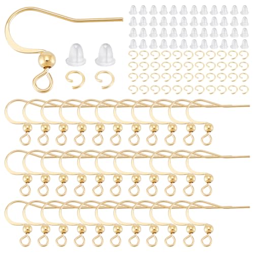 UNICRAFTALE 100 Set 18 Karat Vergoldeter Ohrringhaken Edelstahl Ohrdraht Mit 100 Stück Biegeringen Und 200 Stück Ohrringverschlüssen Ohrringhaken Mit Kugel Zur Herstellung von DIY Ohrringschmuck UNICRAFTALE 100 Set 18 Karat Vergoldeter Ohrringhaken Edelstahl Ohrdraht Mit 100 Stück Biegeringen Und 200 Stück Ohrringverschlüssen Ohrringhaken Mit Kugel Zur Herstellung von DIY Ohrringschmuck von UNICRAFTALE