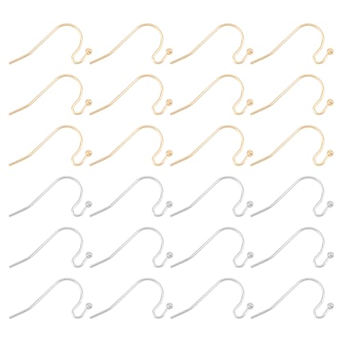 UNICRAFTALE 100 Stk 2 Farben Edelstahl Ohrringhaken DIY Ohrdraht Ohrringe Zubehör Metall Ohrhaken DIY Ohrringhaken mit Kugel für DIY Ohrringe Schmuckherstellung Zubehör Golden Edelstahlfarbe von UNICRAFTALE
