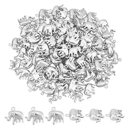 UNICRAFTALE 100 Stück 14 mm Lang 304 Edelstahl Charms Hohler Elefant Metall Baumelnd Tier Ohrring Charms Armbänder Halsketten Anhänger Für DIY Schmuckherstellung Loch 1.2 mm von UNICRAFTALE