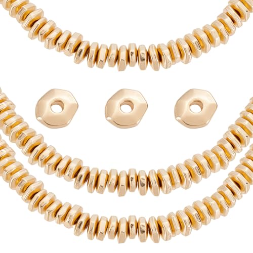 UNICRAFTALE 100 Stück 14K Vergoldete Spacer Perlen 5mm Gewellte Scheibenperlen Flach Rund Nahtlos Lose Verbinderperle Rondelle Spacer Perle Für Armband Halskette Schmuckherstellung von UNICRAFTALE