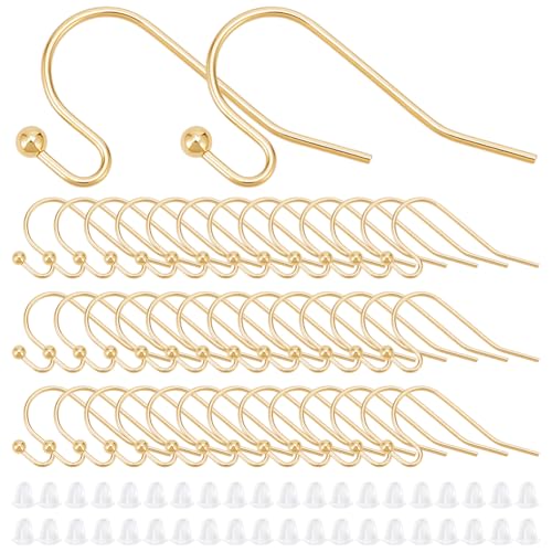 UNICRAFTALE 100 Stück 18 Karat Vergoldete Ohrringhaken Ohrdraht Mit Schlaufen Goldene Ohrhaken Ohrdrahthaken Angelhaken Mit 100 Stück Kunststoff Ohrmuttern Für Die Herstellung von DIY Ohrringschmuck UNICRAFTALE 100 Stück 18 Karat Vergoldete Ohrringhaken Ohrdraht Mit Schlaufen Goldene Ohrhaken Ohrdrahthaken Angelhaken Mit 100 Stück Kunststoff Ohrmuttern Für Die Herstellung von DIY Ohrringschmuck von UNICRAFTALE