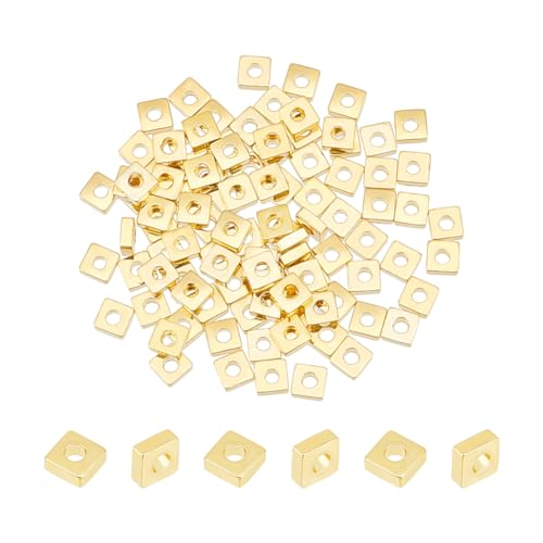 UNICRAFTALE 100 Stück 18 Karat vergoldete Abstandshalter, flach, rund, quadratisch, Abstandshalter, kleine Scheiben, Metallperlen, glatte quadratische Armbandperlen für DIY-Schmuckherstellung, 1,2 mm UNICRAFTALE 100 Stück 18 Karat vergoldete Abstandshalter, flach, rund, quadratisch, Abstandshalter, kleine Scheiben, Metallperlen, glatte quadratische Armbandperlen für DIY-Schmuckherstellung, 1,2 mm von UNICRAFTALE