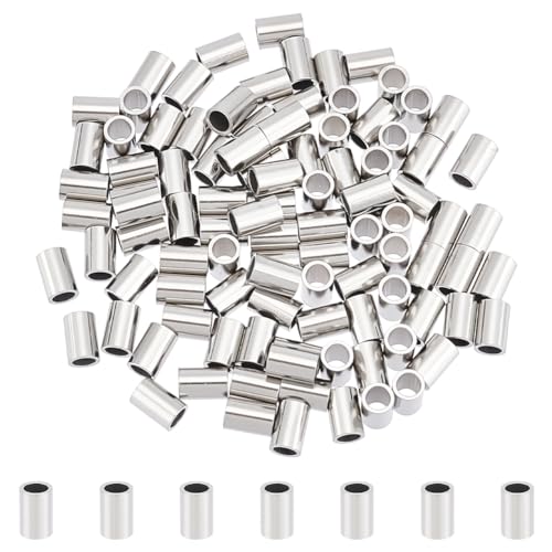 UNICRAFTALE 100 Stück 304 Edelstahl Röhrenperlen 6 mm Lange Abstandsperlen Metallsäulenperlen Hohlröhrenperlen Lose Perlen Loch 3 mm Für DIY Armbandhalskettenschmuckherstellung von UNICRAFTALE