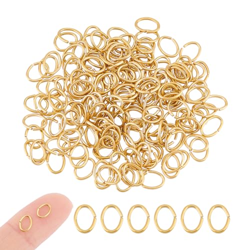 UNICRAFTALE 100 Stück 6x4.5 mm Gold Ovale Edelstahl Offene Biegeringe Schmuckzubehör Für DIY Schmuckherstellung und Reparatur von UNICRAFTALE