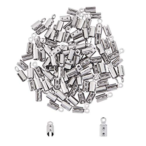 UNICRAFTALE 100 Stück Faltbare Crimpenden Lederband Verschluss Falten Endkappen 3 mm Breite Kettenverschluss Klemmende Spitzen Schmuckherstellung Für Armbänder, Edelstahl Farbe UNICRAFTALE 100 Stück Faltbare Crimpenden Lederband Verschluss Falten Endkappen 3 mm Breite Kettenverschluss Klemmende Spitzen Schmuckherstellung Für Armbänder, Edelstahl Farbe von UNICRAFTALE