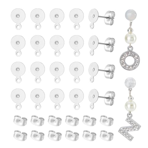 UNICRAFTALE 100 Stk Flache Runde Rohlinge Ohrstecker 304 Edelstahl DIY Ohrringe Zubehör Metall Flach Pad Ohrstecker Rohlinge Ohrring Selber Machen Set Für DIY Frauen Ohrringe Schmuckherstellung von UNICRAFTALE