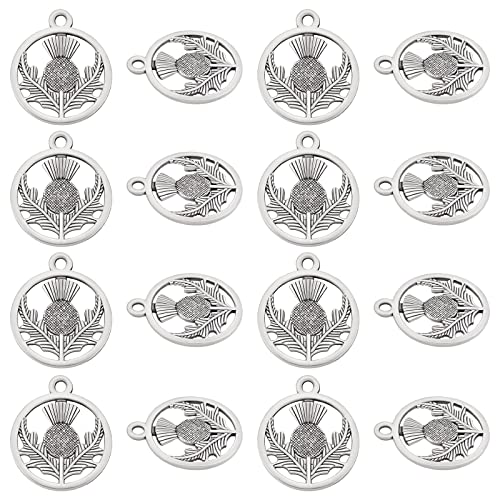 UNICRAFTALE 100 Stück Tibetische Legierungsanhänger Flach Rund Mit Blume Schottland Distel Charms Antik Silber Halskette Anhänger Für Frauen Männer Schmuckherstellung Handwerk UNICRAFTALE 100 Stück Tibetische Legierungsanhänger Flach Rund Mit Blume Schottland Distel Charms Antik Silber Halskette Anhänger Für Frauen Männer Schmuckherstellung Handwerk von UNICRAFTALE