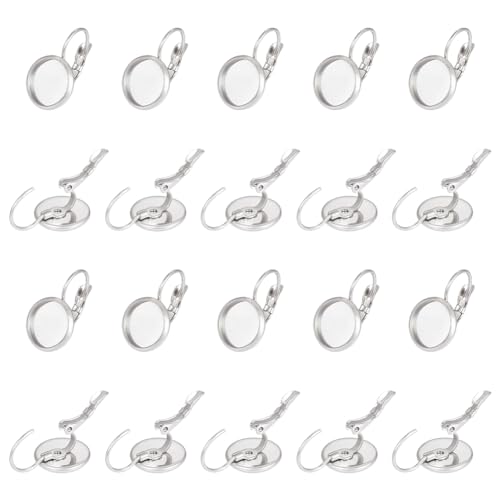 UNICRAFTALE 100 stücke Edelstahl Brisur Ohrring Haken Mit 10mm Flache Runde Blank Ohrring Cabochons Lünette Fach Für Baumeln Schmuck Machen 19x12mm Pin 0.8mm von UNICRAFTALE