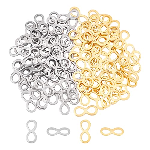 UNICRAFTALE 100Stk 2 Farben Infinity Schmuckverbinder Unendlichkeit Verbinder Anhängers 304 Edelstahl Schmuck Charms Infinity Schmuckverbinder Für DIY Armbänder Halsketten Schmuckherstellung von UNICRAFTALE