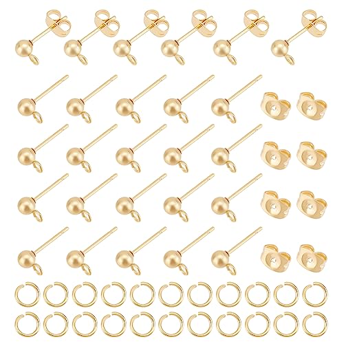 UNICRAFTALE 100Stk Kugel Ohrstecker Goldene DIY Kugel Ohrring Zubehör Mit Ohrring Verschlüsse Offenen Biegeringen Hypoallergen 304 Edelstahl Ohrstecker Für DIY Ohrring Schmuckherstellung UNICRAFTALE 100Stk Kugel Ohrstecker Goldene DIY Kugel Ohrring Zubehör Mit Ohrring Verschlüsse Offenen Biegeringen Hypoallergen 304 Edelstahl Ohrstecker Für DIY Ohrring Schmuckherstellung von UNICRAFTALE
