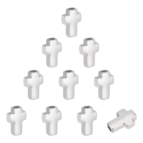 UNICRAFTALE 10Stk 304 Edelstahl Kreuz Perlen Metall Kreuz Distanzperlen 3mm Loch Kreuz Europäische Perlen Für Erwachsene Halsketten Armbänder Perlen Basteln Schmuckherstellung 14x10x4mm von UNICRAFTALE