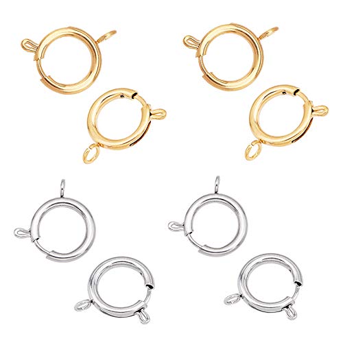 UNICRAFTALE 10pcs 2 Farben Federringverschlüsse Edelstahl Federringverschlüsse Glatte Oberfläche Schmuckverschluss Für DIY Schmuckherstellung, Golden Und Edelstahl Farbe 20mm Breit von UNICRAFTALE