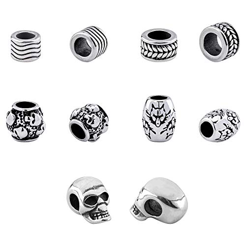 UNICRAFTALE 10pcs 5 Styles Europäische Perlen Edelstahl Lose Perlen 4-6mm Große Lochperle Antike Silber Wolf Cloumn Schädel Barrel Perle Für Die Schmuckherstellung UNICRAFTALE 10pcs 5 Styles Europäische Perlen Edelstahl Lose Perlen 4-6mm Große Lochperle Antike Silber Wolf Cloumn Schädel Barrel Perle Für Die Schmuckherstellung von UNICRAFTALE