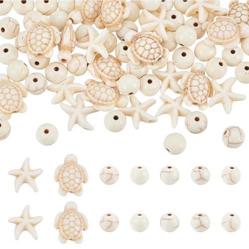 UNICRAFTALE 110 Stück 3 Stile Meeresschildkröten Perlen Florale Weiße Seestern Perlen 8mm Runde Perlen Türkisfarbene Perlen Sommer Ozean Tier Abstandshalter Perlen Für DIY Armbänder Halsketten Schmuck UNICRAFTALE 110 Stück 3 Stile Meeresschildkröten Perlen Florale Weiße Seestern Perlen 8mm Runde Perlen Türkisfarbene Perlen Sommer Ozean Tier Abstandshalter Perlen Für DIY Armbänder Halsketten Schmuck von UNICRAFTALE